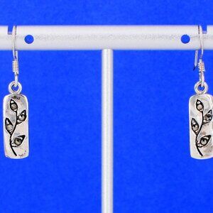 Leaves, Marcasite Stones Sterling Silver Dangle Ear Wire Earrings Vintage Pair